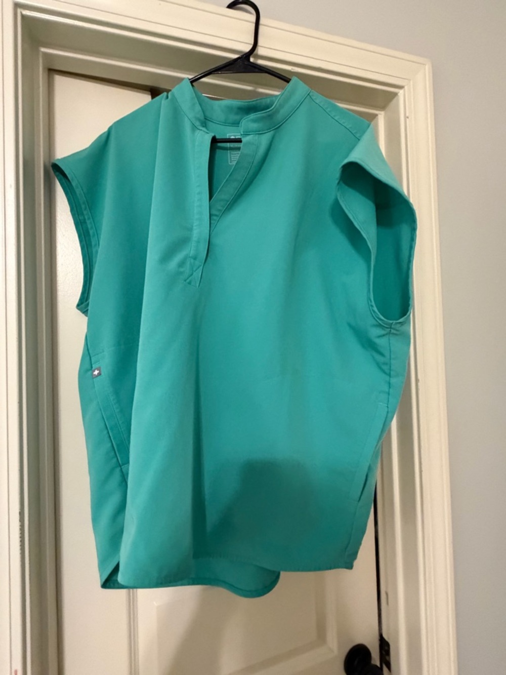 Women’s Teal Split-Neck Sleeveless Top